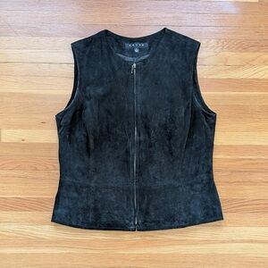 Révue Vintage 90s 100% Leather Black Zippered Vest, size 8